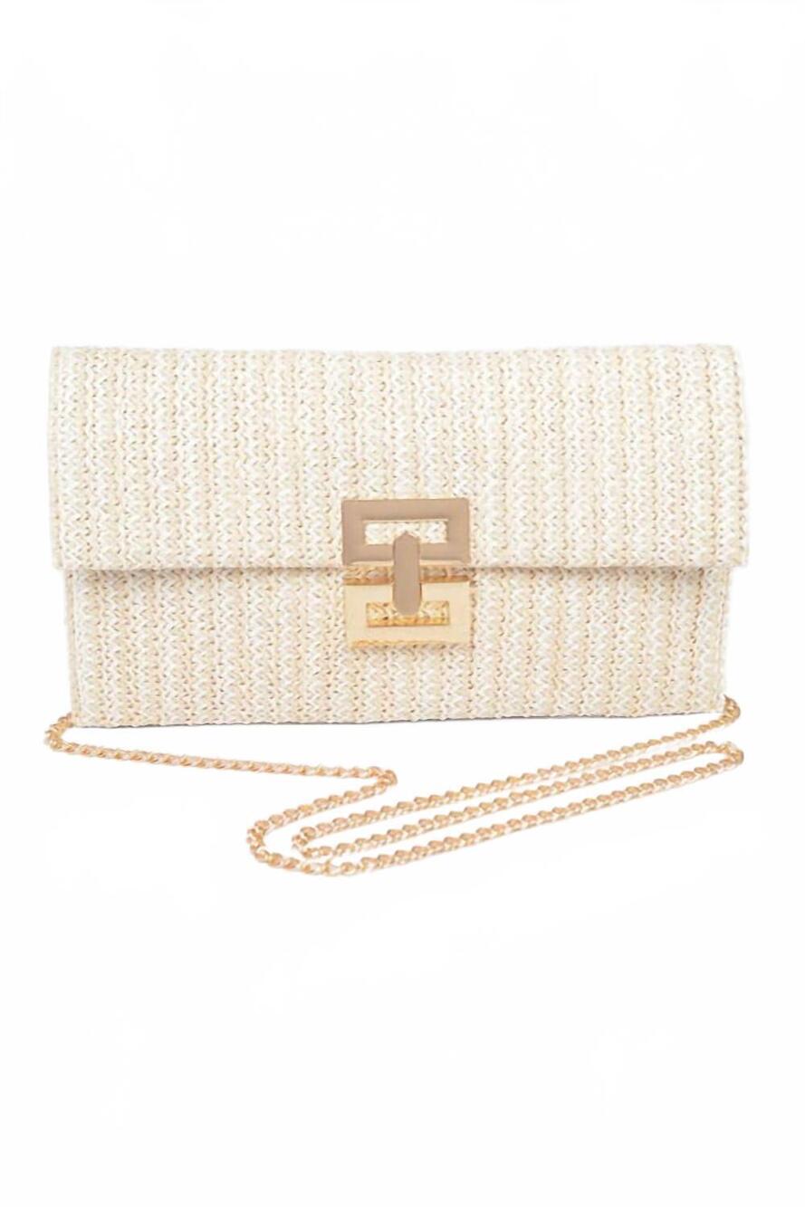 NEW 3AM BY H&D ACCESSORIES women's faux straw flap clutch with clasp in ivory